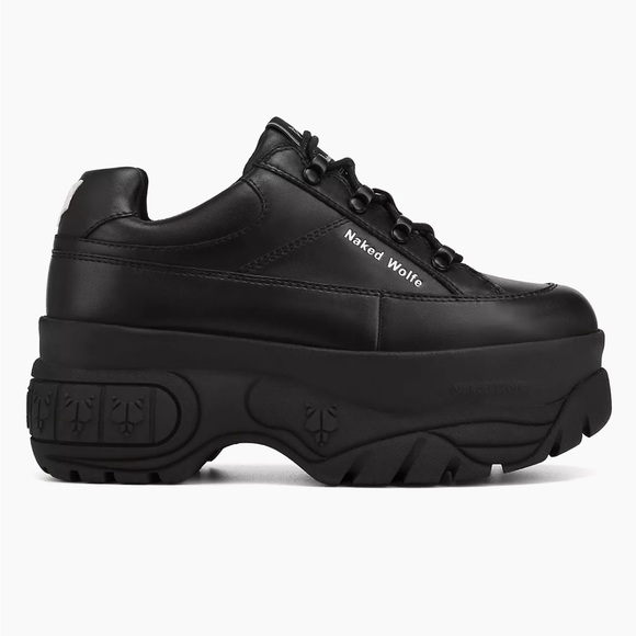 Naked Wolfe Shoes - NAKED WOLFE Sporty Leather Black Platform Sneaker